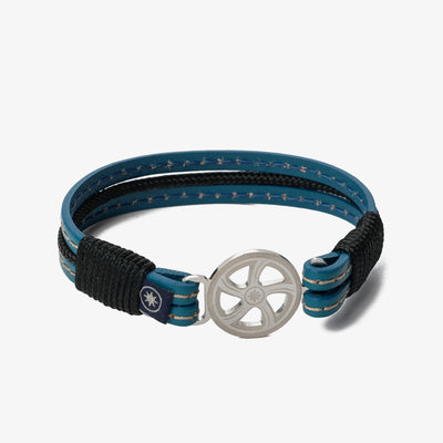 Sapphire Shores Stitched Leather Bracelet