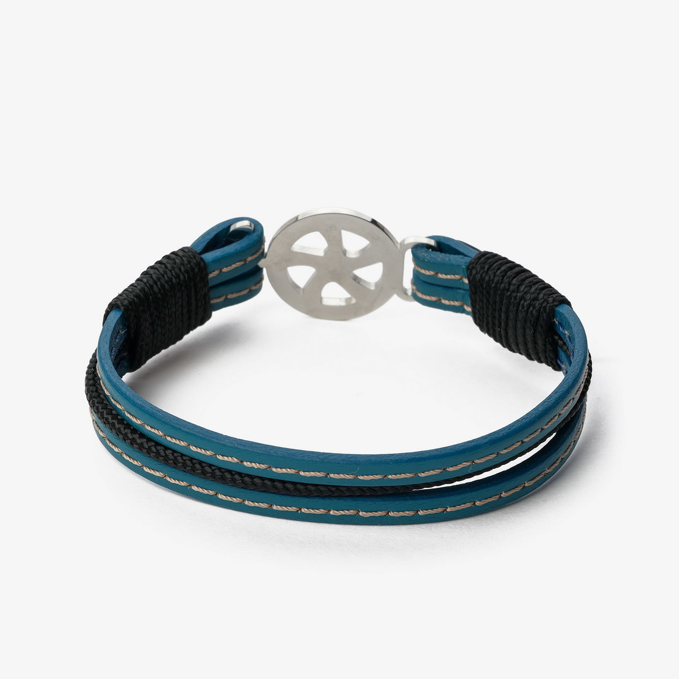 Sapphire Shores Stitched Leather Bracelet