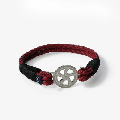 Crimson Waves Braided Nappa Leather Bracelet