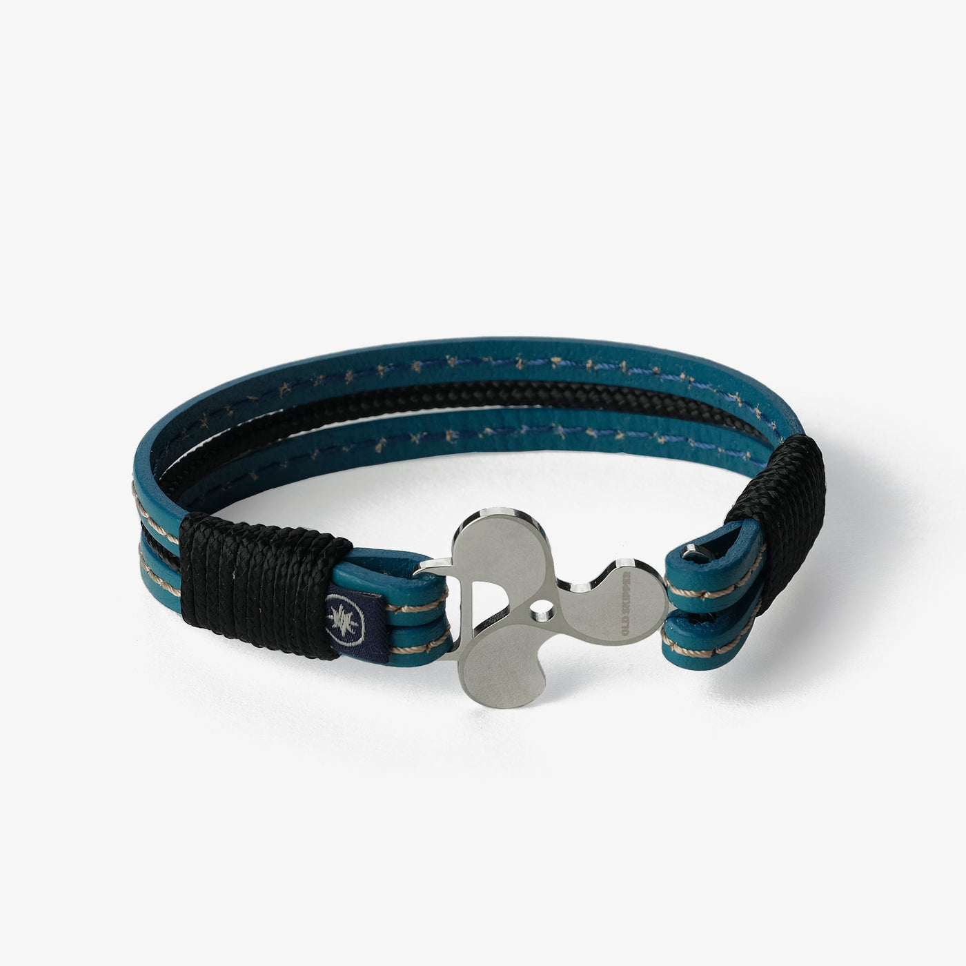 Sapphire Shores Stitched Leather Bracelet