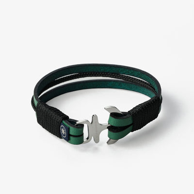 Leather Bracelet Emerald Seascape