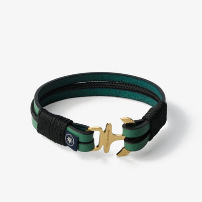 Leather Bracelet Emerald Seascape Golden