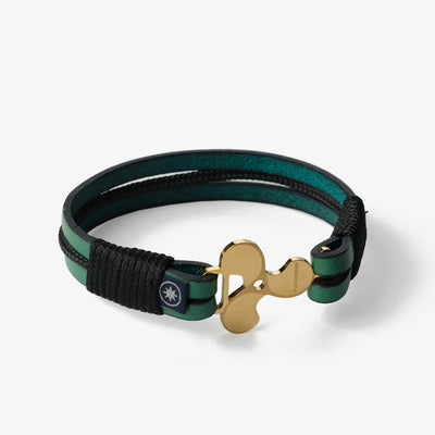 Leather Bracelet Emerald Seascape Golden