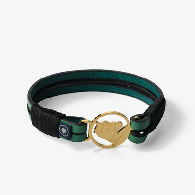 Leather Bracelet Emerald Seascape Golden