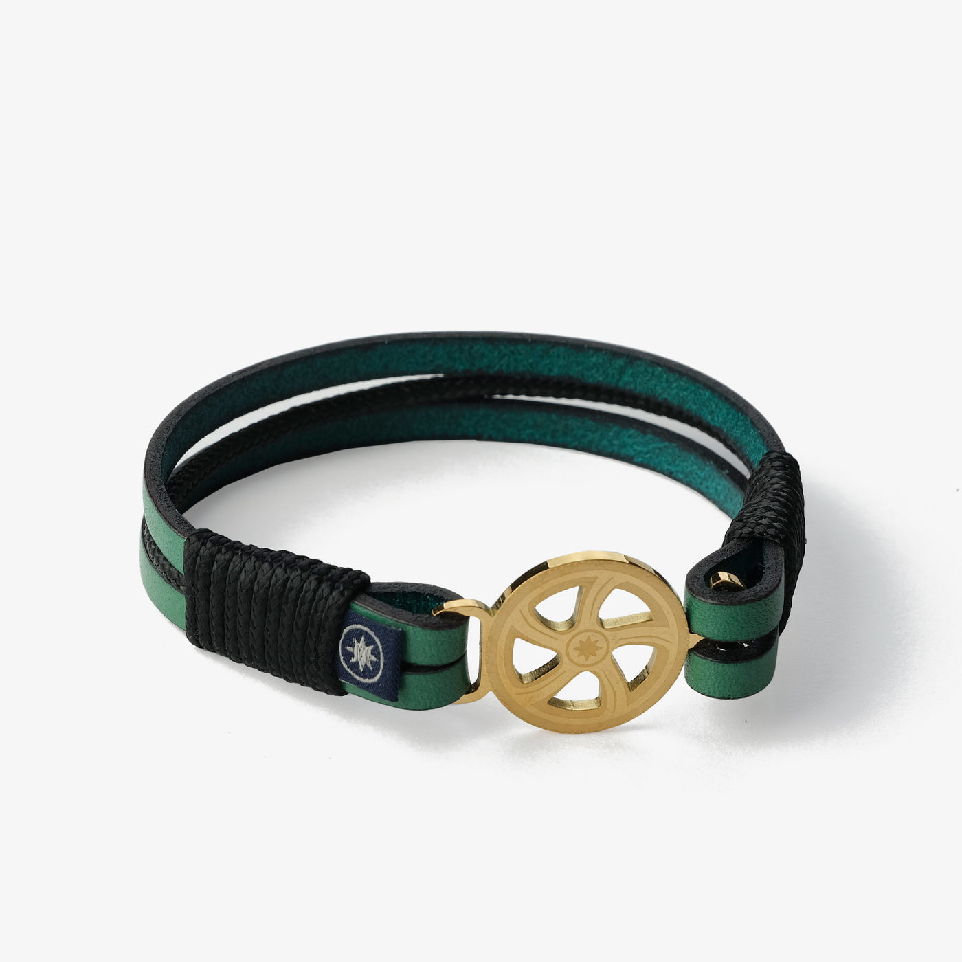 Leather Bracelet Emerald Seascape Golden