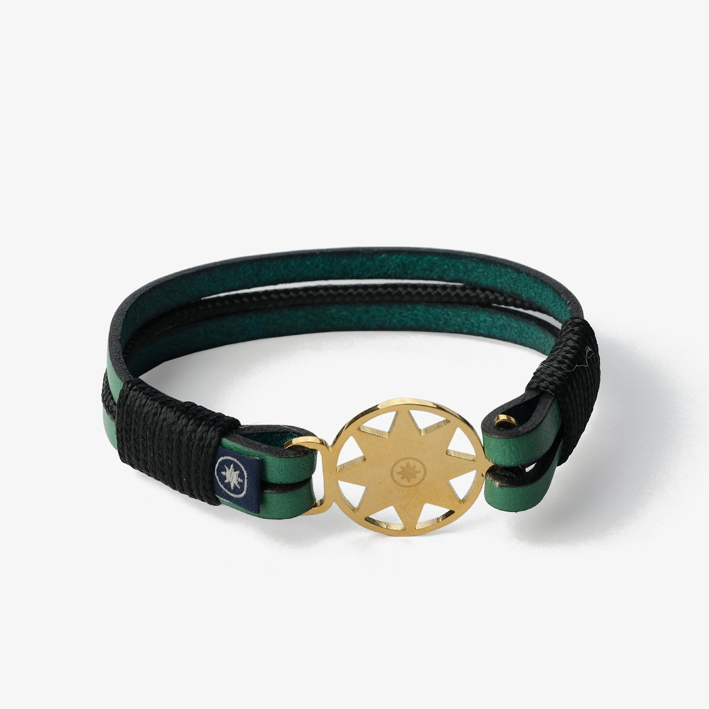 Leather Bracelet Emerald Seascape Golden