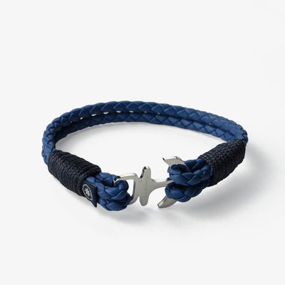 Blue Wave Braided Nappa Leather Bracelet