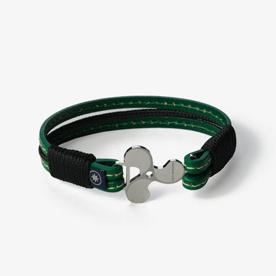 Green Fusion Stitched Leather Bracelet