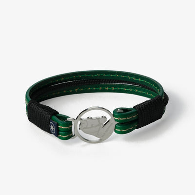 Green Fusion Stitched Leather Bracelet