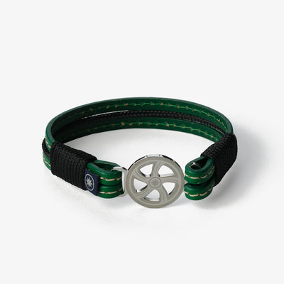 Green Fusion Stitched Leather Bracelet