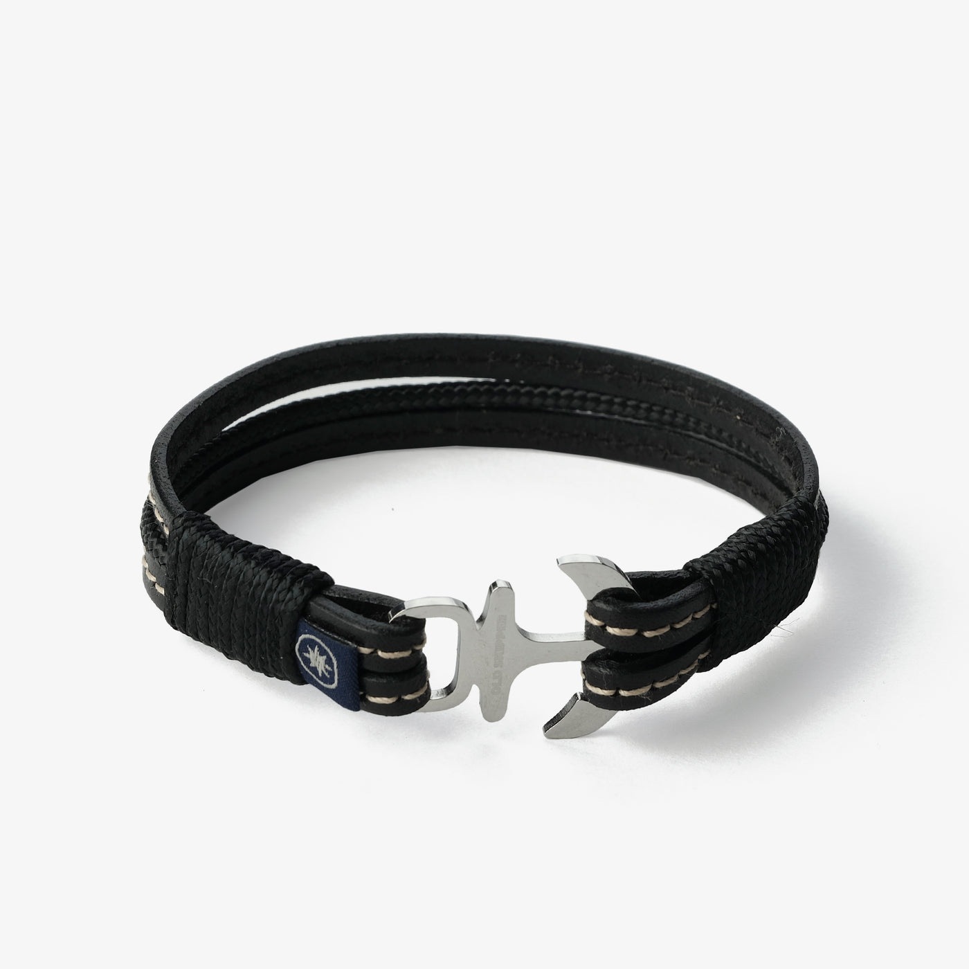 Midnight Noir Stitched Leather Bracelet