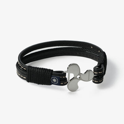 Midnight Noir Stitched Leather Bracelet