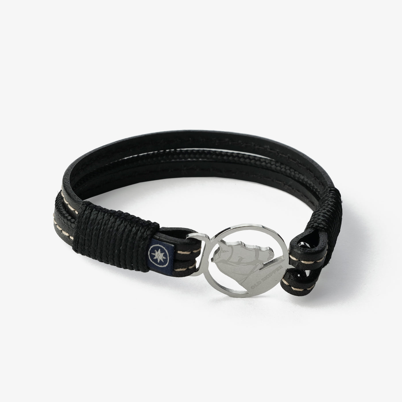 Midnight Noir Stitched Leather Bracelet