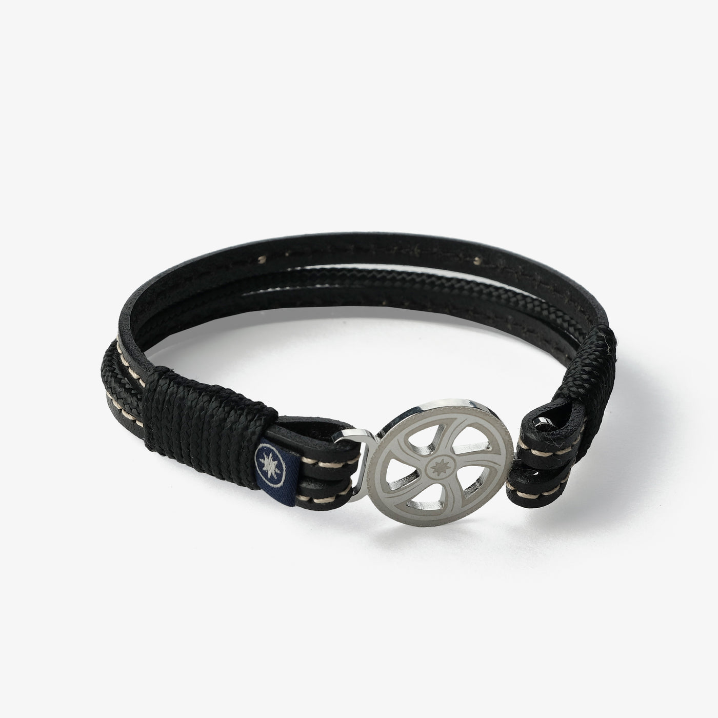 Midnight Noir Stitched Leather Bracelet
