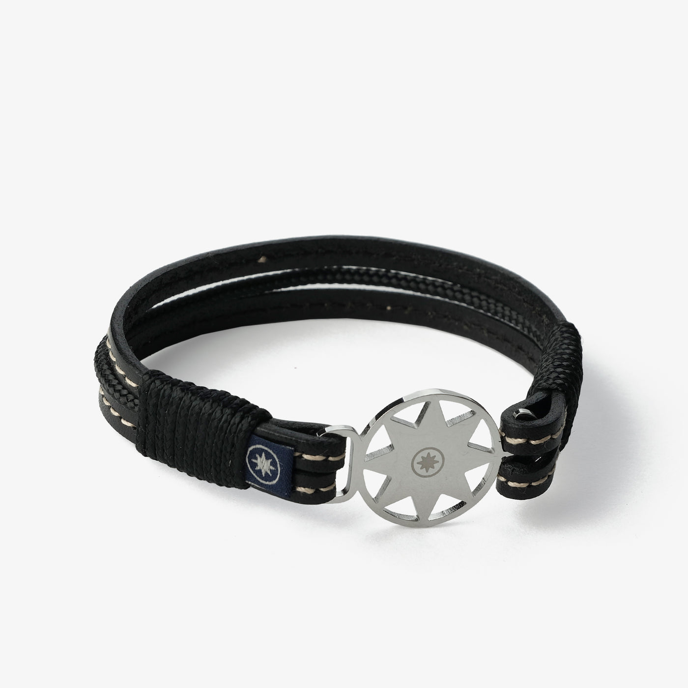 Midnight Noir Stitched Leather Bracelet