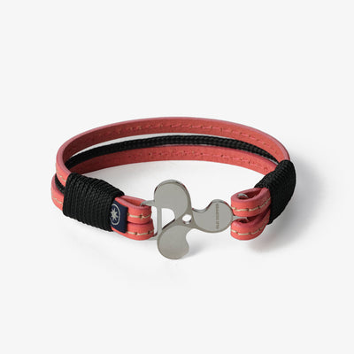 Coral Breeze Stitched Leather Bracelet