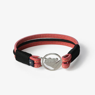 Coral Breeze Stitched Leather Bracelet