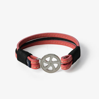 Coral Breeze Stitched Leather Bracelet