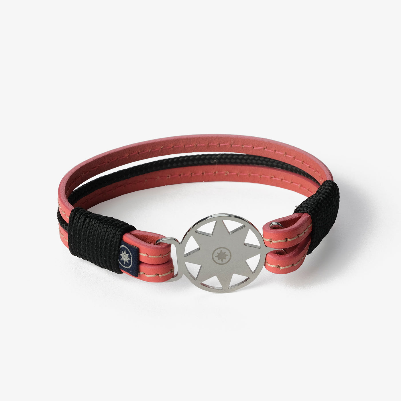 Coral Breeze Stitched Leather Bracelet