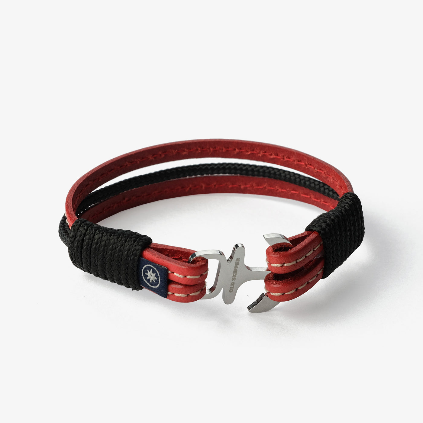 Crimson Tide Stitched Leather Bracelet