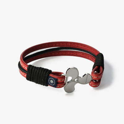 Crimson Tide Stitched Leather Bracelet