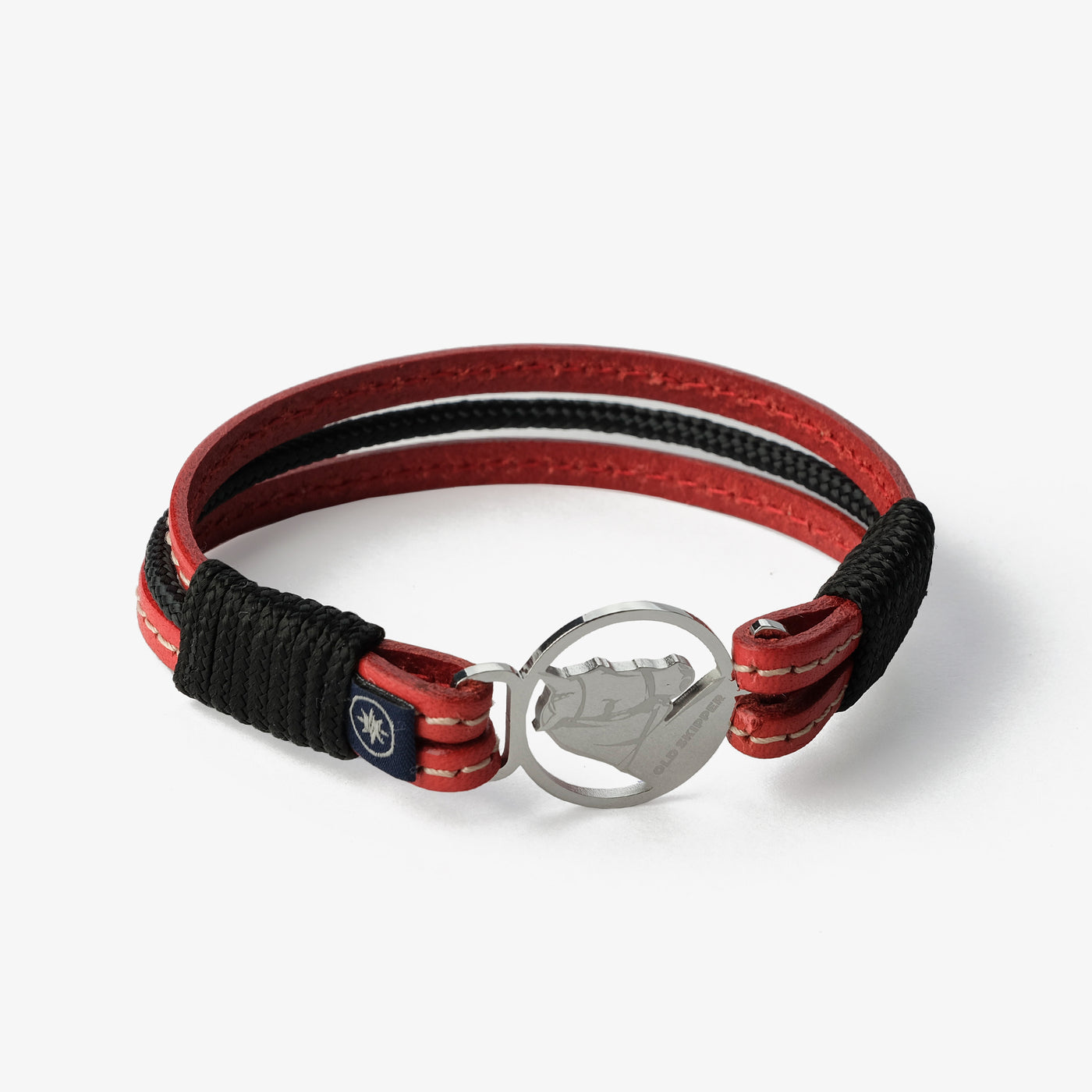 Crimson Tide Stitched Leather Bracelet