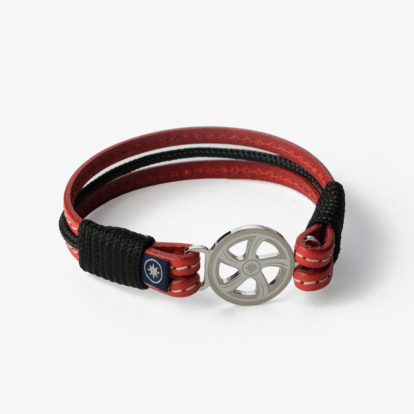 Crimson Tide Stitched Leather Bracelet