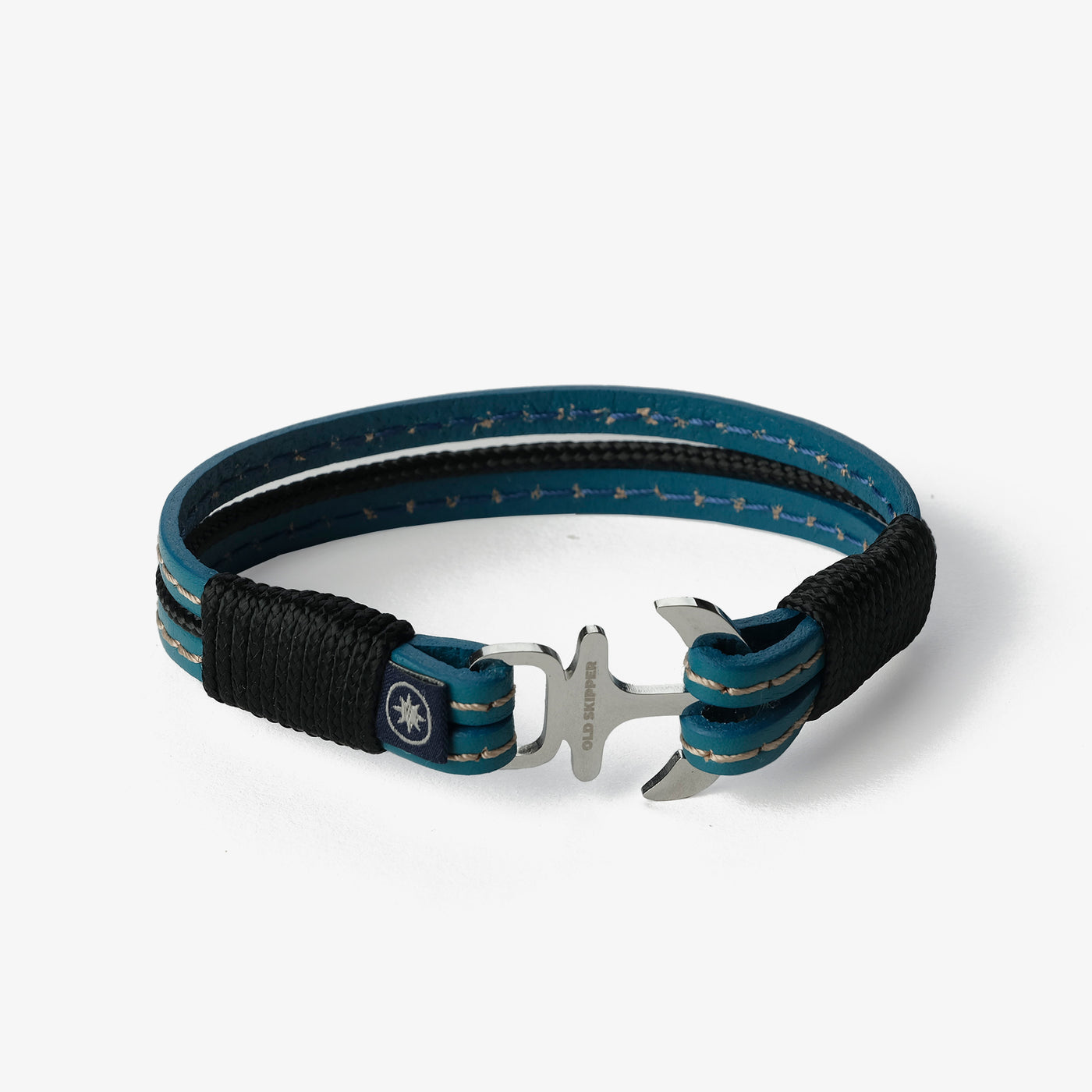 Sapphire Shores Stitched Leather Bracelet