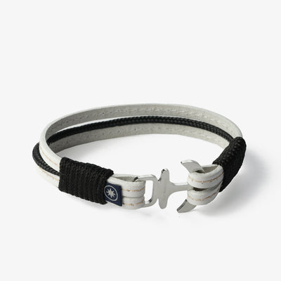 Ivory Whisper Stitched Leather Bracelet
