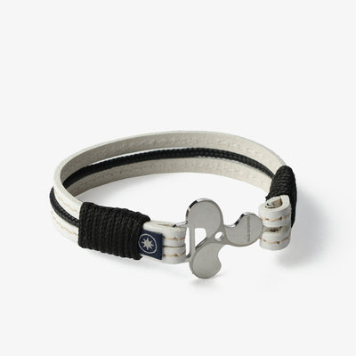 Ivory Whisper Stitched Leather Bracelet