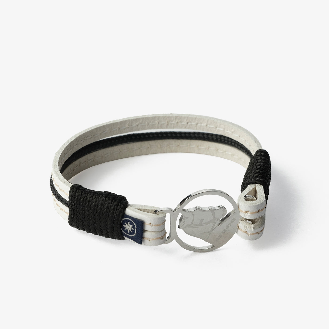 Ivory Whisper Stitched Leather Bracelet