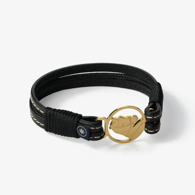 Midnight Elegance Stitched Leather Bracelet