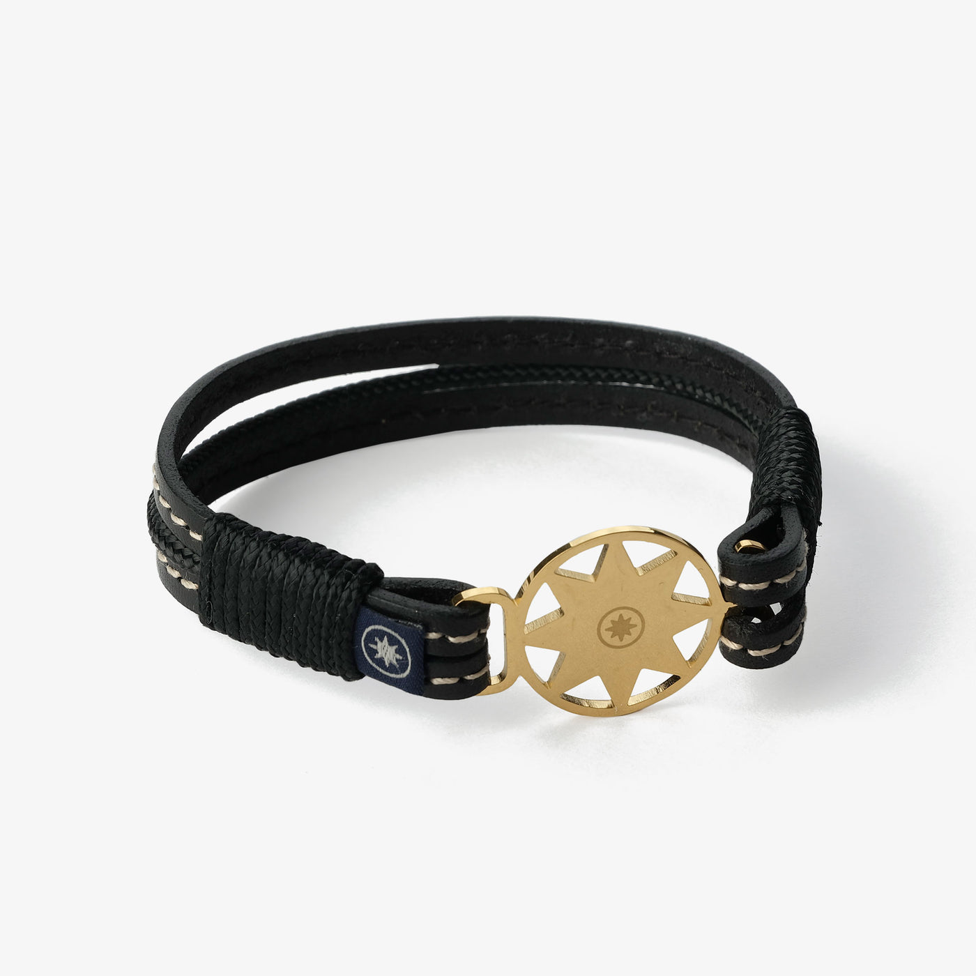 Midnight Elegance Stitched Leather Bracelet