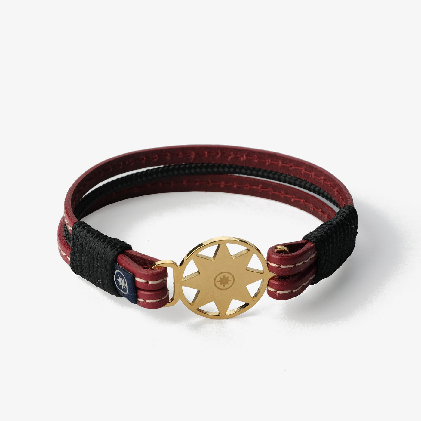 Crimson Vine Stitched Leather Bracelet