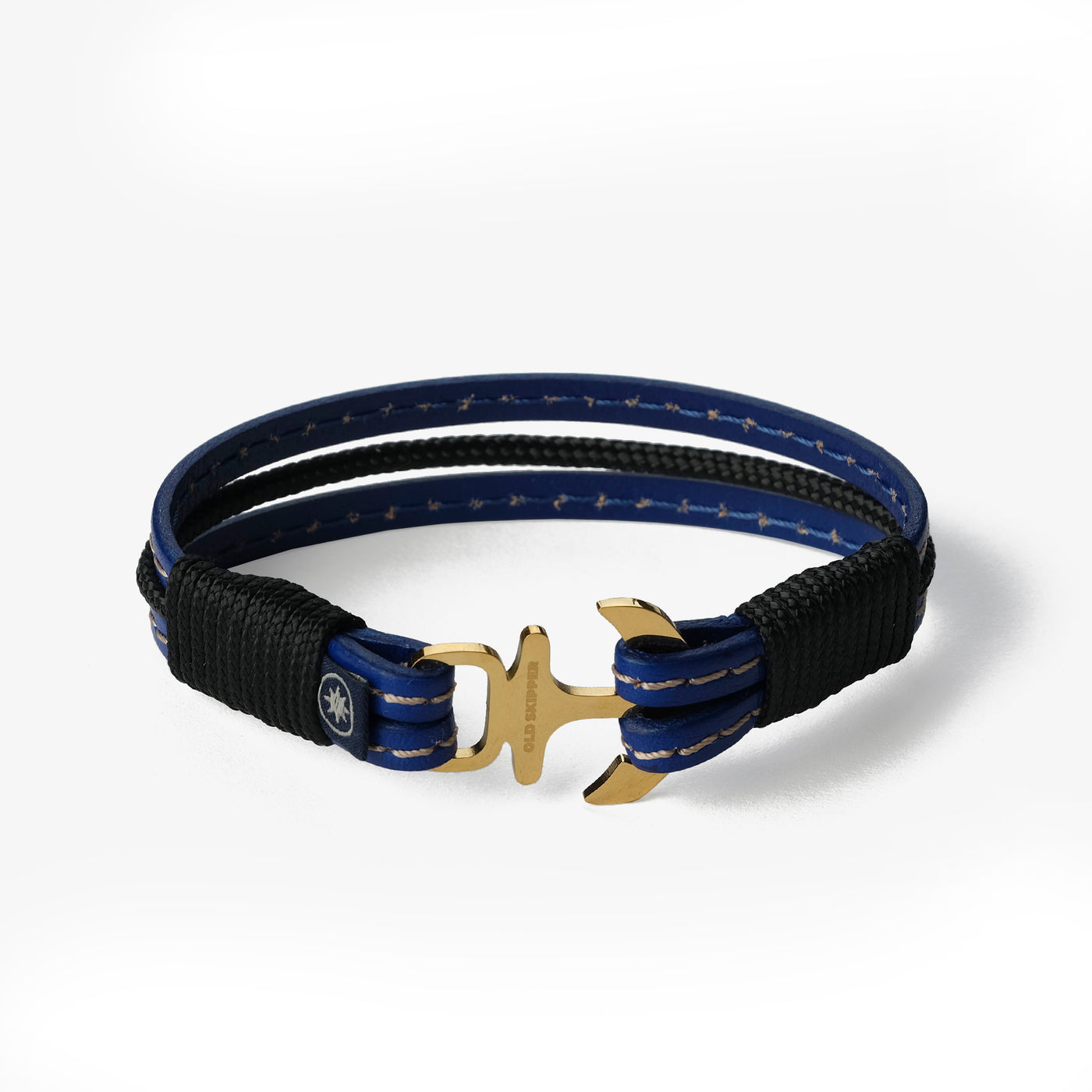 Azure Berry Stitched Leather Bracelet