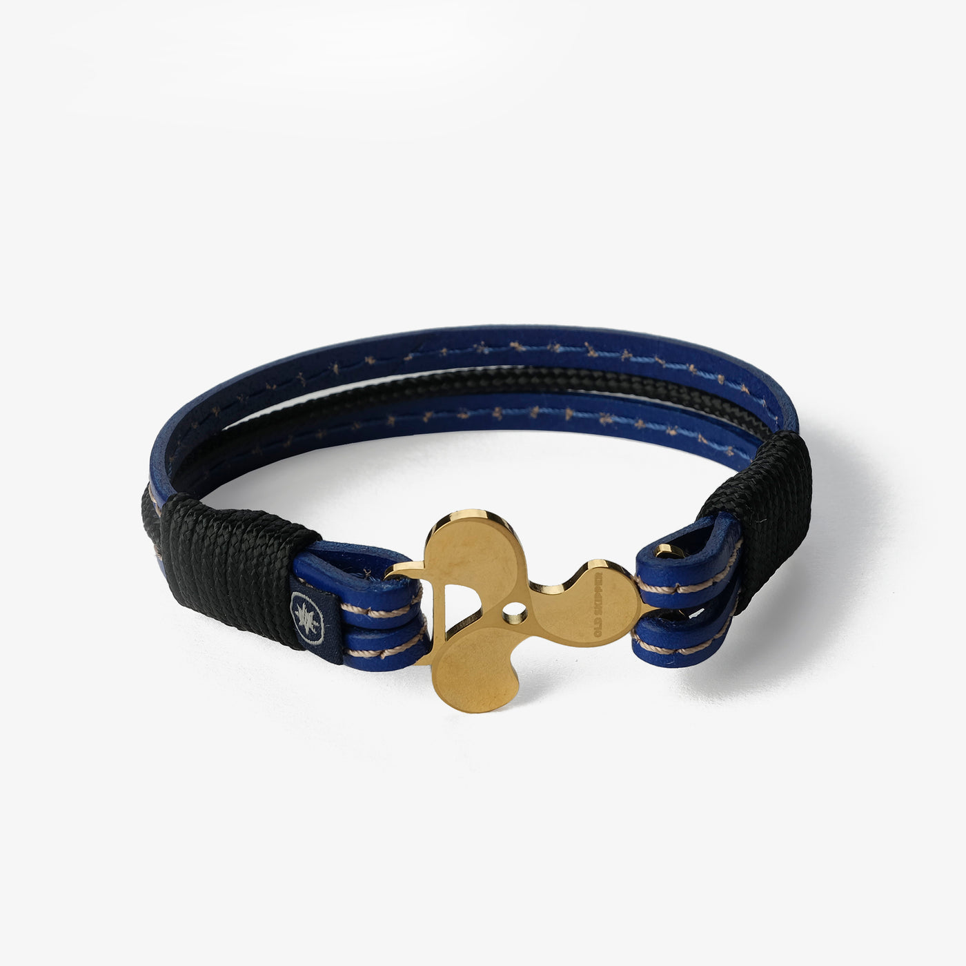 Azure Berry Stitched Leather Bracelet