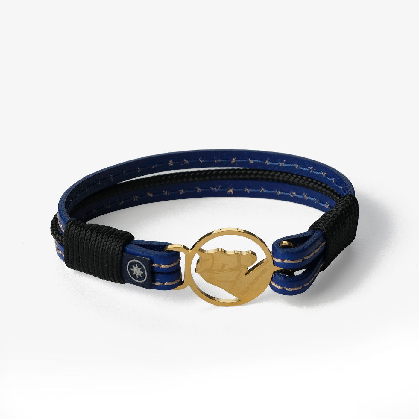 Azure Berry Stitched Leather Bracelet