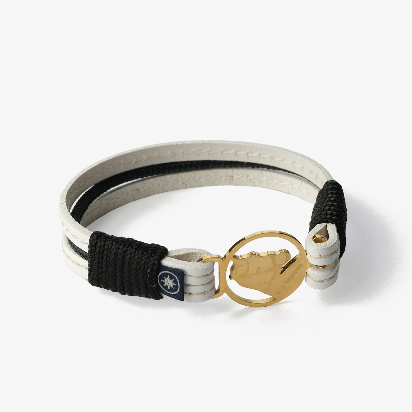 Ivory Luxe Stitched Leather Bracelet